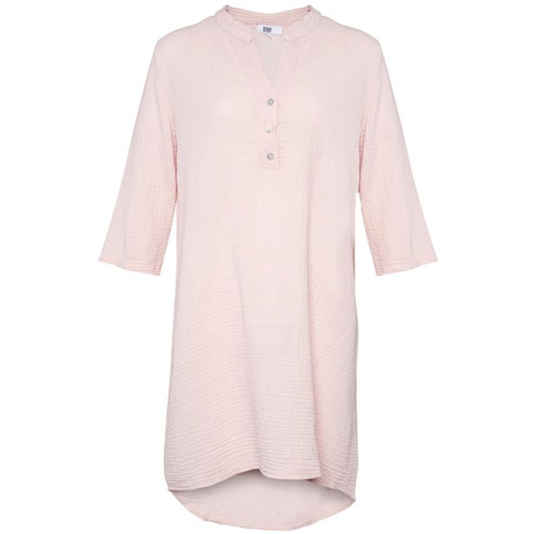 Lang Double Cotton Skjortekjole Rosa - Tiffany
