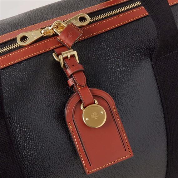 Mulberry Heritage Medium Clipper Black & Cognac Scotchgrain & Flat Calf