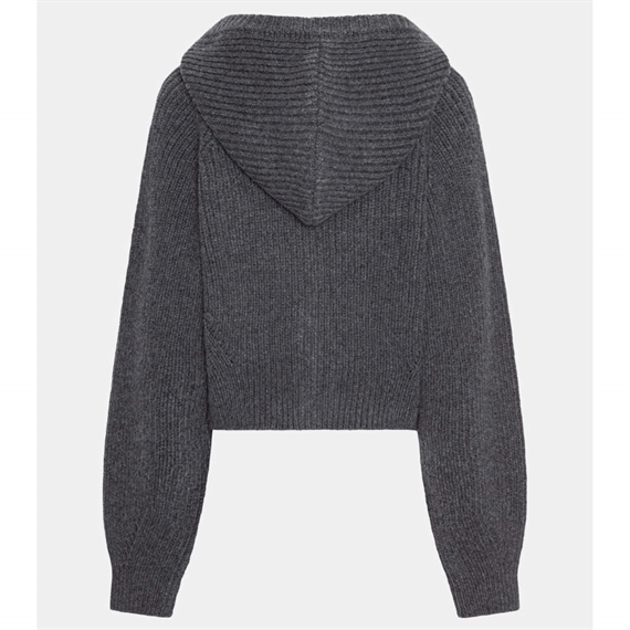 Rotate Knit Boxy Hoodie, Gray Pinstripe