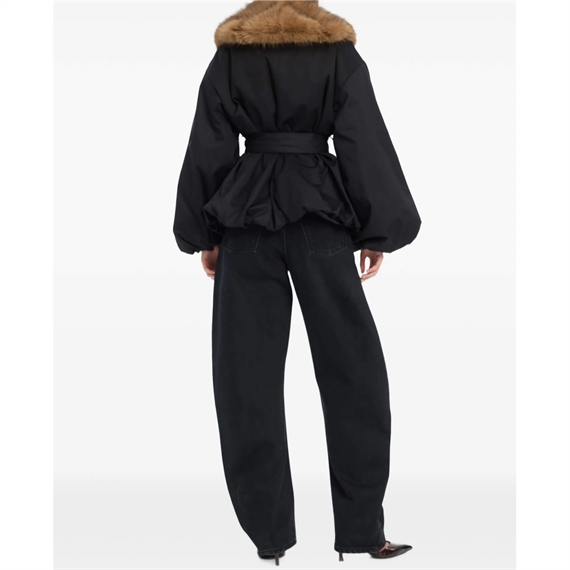Rotate Faux Fur Collar Jakke, Sort