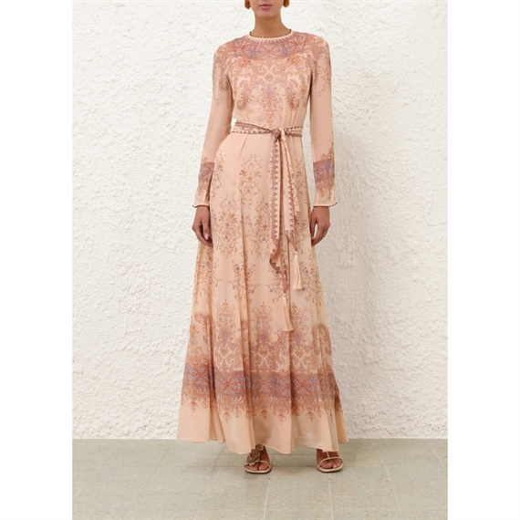Zimmermann Valiant Sheath Kjole, Peach Paisley