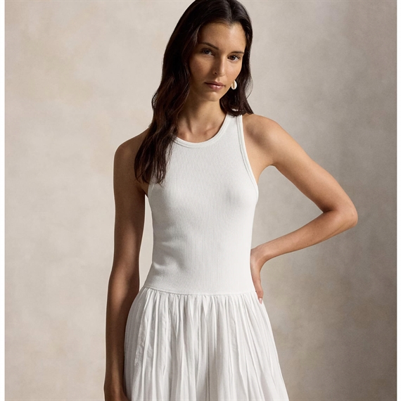 Polo Ralph Lauren Lace-Trim Tank Kjole, Hvid 