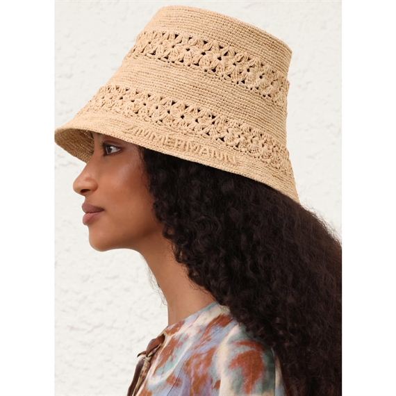 Zimmermann Raffia Bucket Hat, Natural