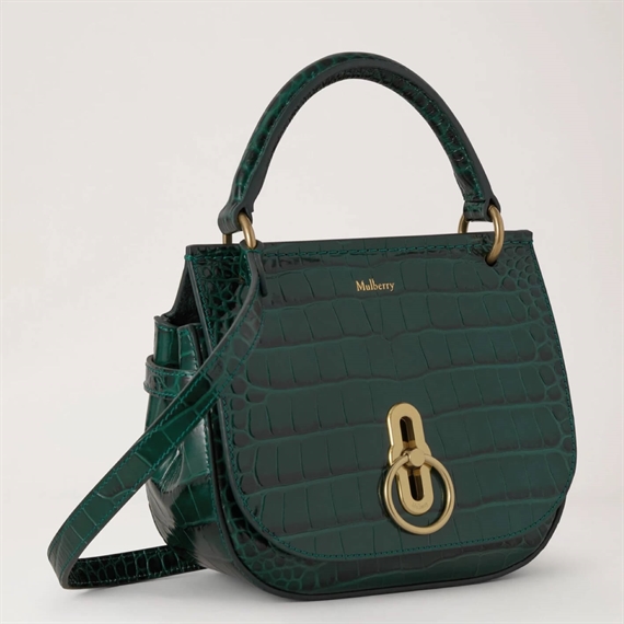 Mulberry Small Amberley Satchel Emerald Shiny Croc