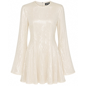 Rotate Sequins LS Mini Kjole, Ecru