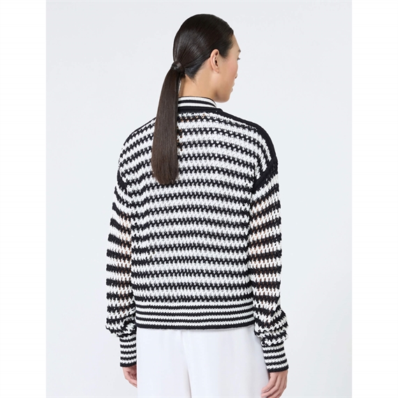 Max Mara MXMFILM Cardigan, White Blue Pinstripes