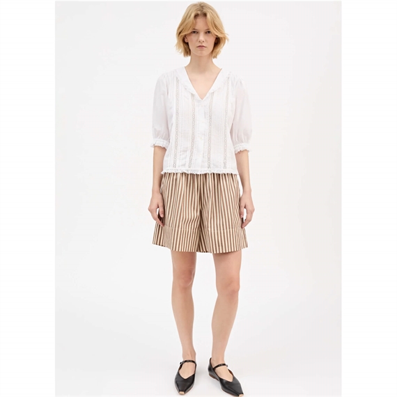 Skall Studio Vetiver Shorts, Brown/Ecru Stripe 