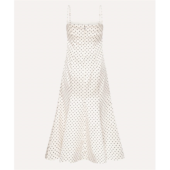 Rotate Polka Dot Midi Kjole, Creme