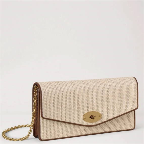 Mulberry Darley Clutch Raffia, Ecru-Bright Oak
