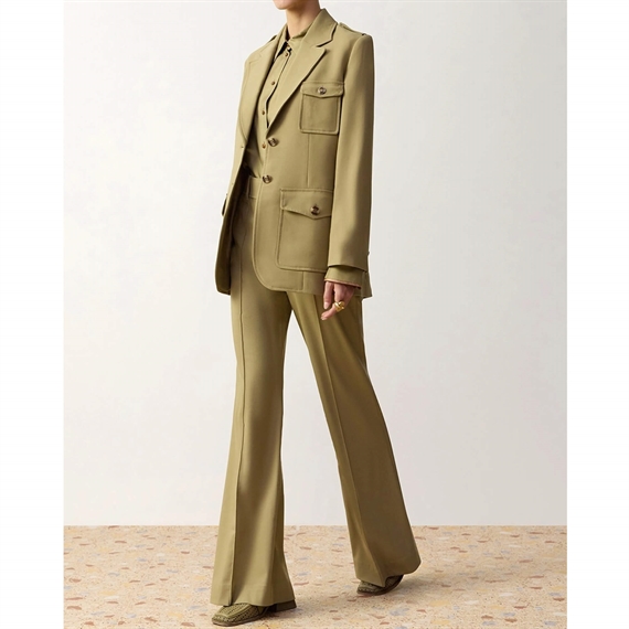 Zimmermann Clash Wool Belted Blazer, Sage