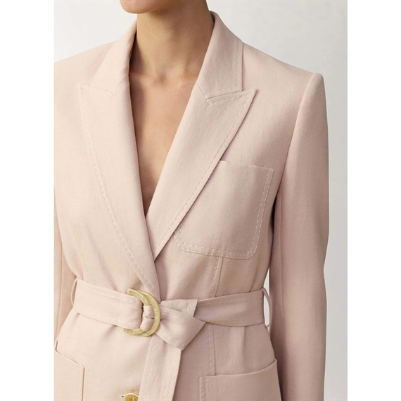 Zimmermann Clash Linen Belted Blazer, Blush