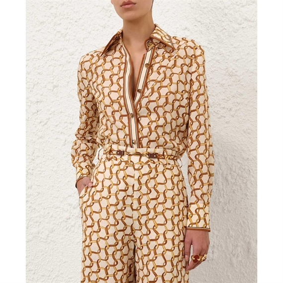 Zimmermann Fitted Skjorte, Cream Ribbon