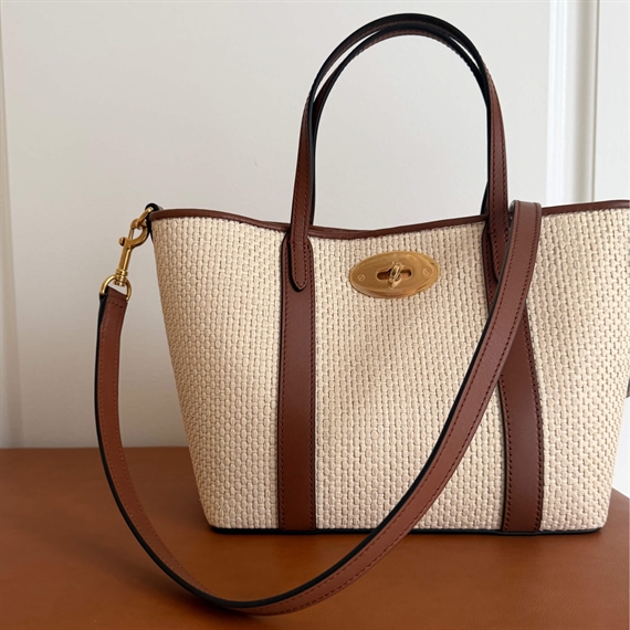 Mulberry Mini Bayswater Tote Raffia, Ecru-Bright Oak 