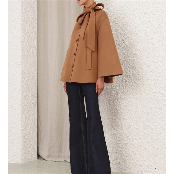 Zimmermann Valiant Pussybow Jakke, Cream Camel