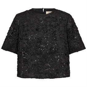 Mos Mosh Reya Sequins Back Top, Sort