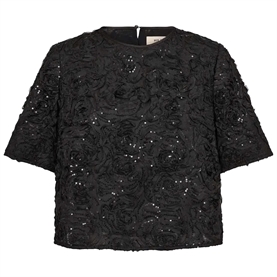 Mos Mosh Reya Sequins Back Top, Sort