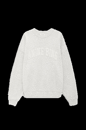 Anine Bing Miles Sweatshirt, Washed White Leopard