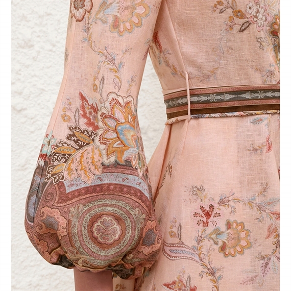 Zimmermann Alchemy Button Mini Kjole, Pink Paisley 