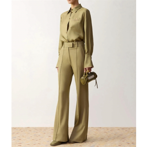 Zimmermann Clash Wool Flare Bukser, Sage