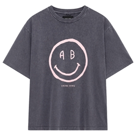 Anine Bing Cade Tee Smiley T-shirt, Washed Grey