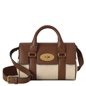 Mulberry Mini Bayswater Raffia, Ecru-Bright Oak