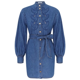 Zimmermann Denim Applique Mini Kjole, Bay Blue
