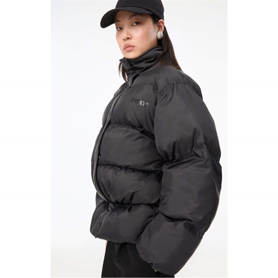 Rotate Peplum Puffer Jakke, Sort