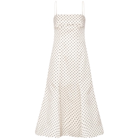Rotate Polka Dot Midi Kjole, Creme