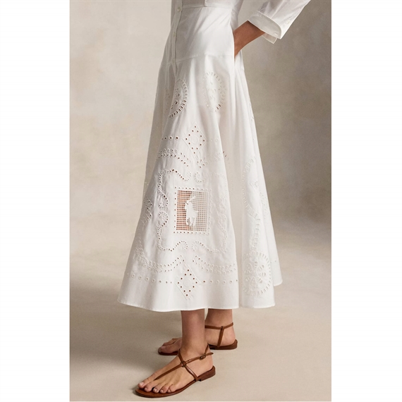 Polo Ralph Lauren Eyelet Skjorte Kjole, Hvid