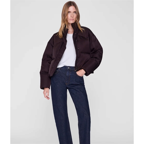 Anine Bing Oslo Cropped Puffer Jakke, Dark Brown