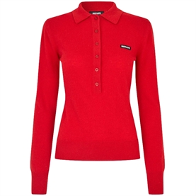 Rotate Wool Longleeve Polo, Rød