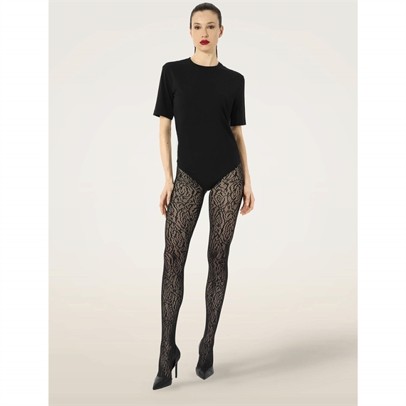 Wolford Rose Lace Effect Tights, Sort