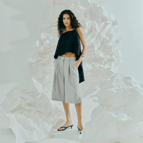 Copenhagen Muse CMTenna-Bermuda Shorts, Light Grey Melange 