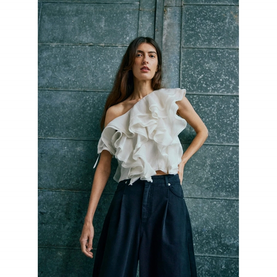 Copenhagen Muse CMTILLY One-Shoulder Bluse, Jet Stream