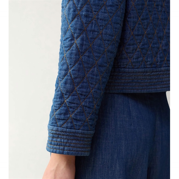 Zimmermann Echo Denim Quilted Jakke, Railway Blue