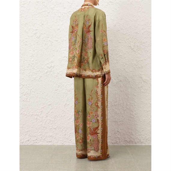 Zimmermann Indra Relaxed Bukser, Khaki Scarf Floral