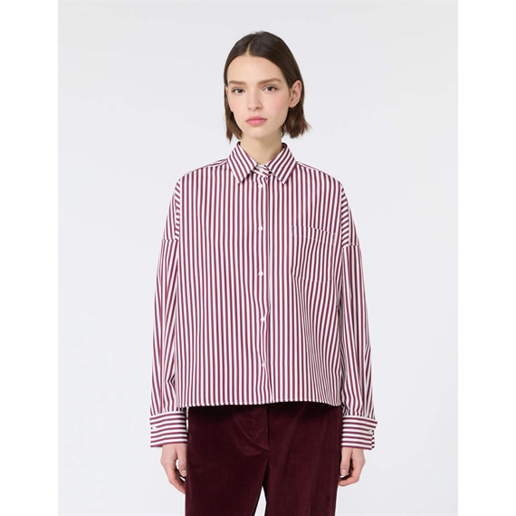 Weekend Max Mara WKDOVATTA Skjorte, Bordeaux Fine Stripe