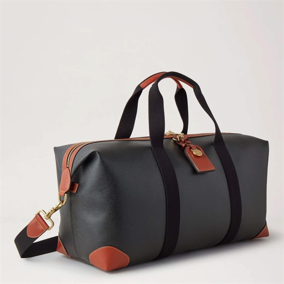 Mulberry Heritage Medium Clipper Black & Cognac Scotchgrain & Flat Calf