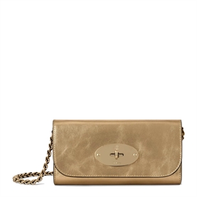Mulberry Lily Chain Wallet Metallic Leather Somerset Gold