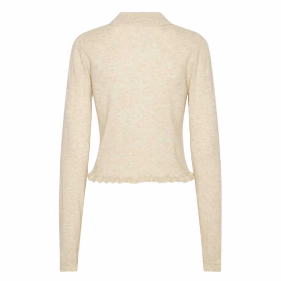 Rotate Knitted Polo Cardigan, Oxford Tan