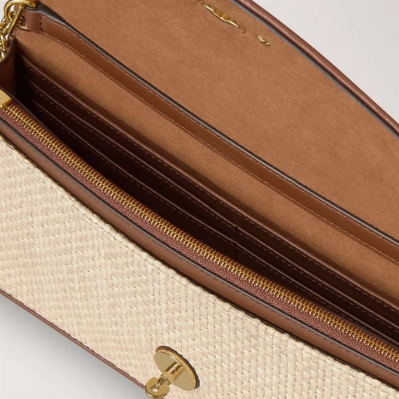 Mulberry Darley Clutch Raffia, Ecru-Bright Oak