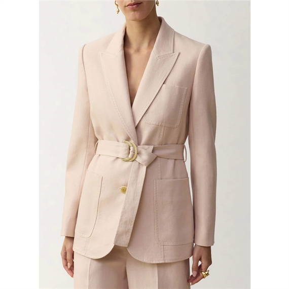 Zimmermann Clash Linen Belted Blazer, Blush
