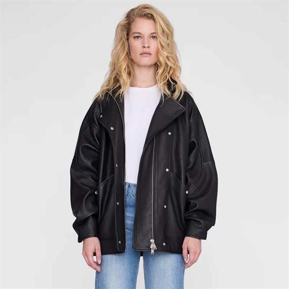 Anine Bing Sandy Jakke, Black Leather