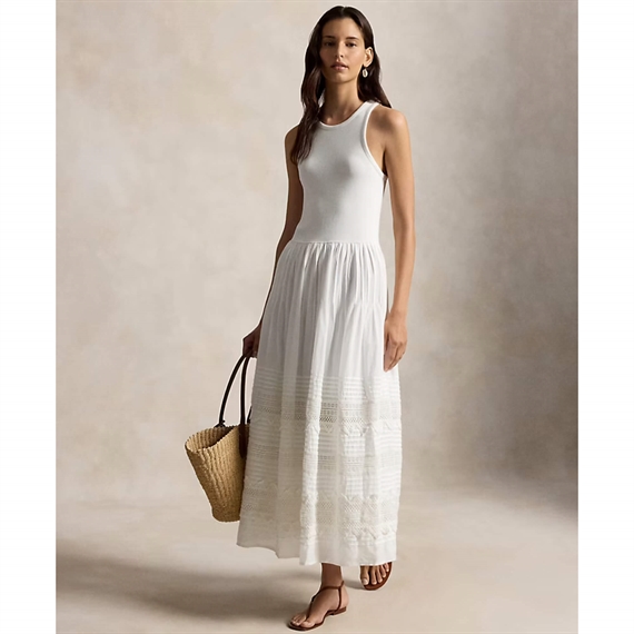 Polo Ralph Lauren Lace-Trim Tank Kjole, Hvid 