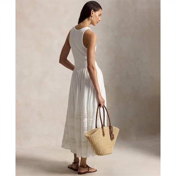 Polo Ralph Lauren Lace-Trim Tank Kjole, Hvid 