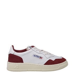 Autry Medalist Low Suede Sneakers, White/Borgogna 
