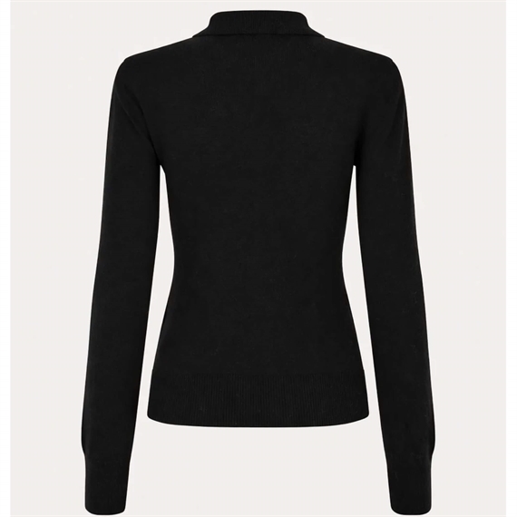 Rotate Wool Longleeve Polo, Sort