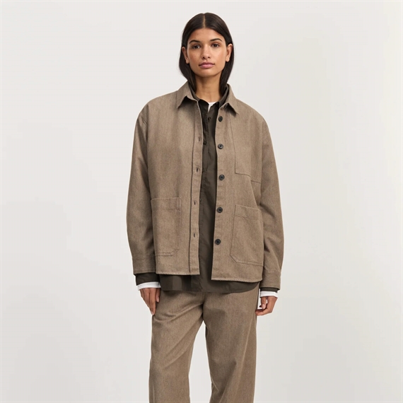 Aiayu Classic Dusty Shirt Skjorte, Smokey Brown Melange