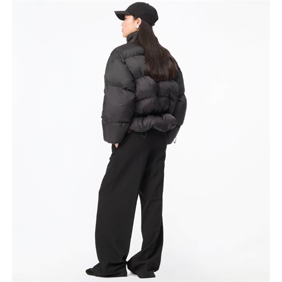 Rotate Peplum Puffer Jakke, Sort