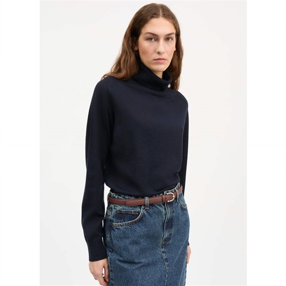 Skall Studio Amara T-neck Strik, Dark Navy